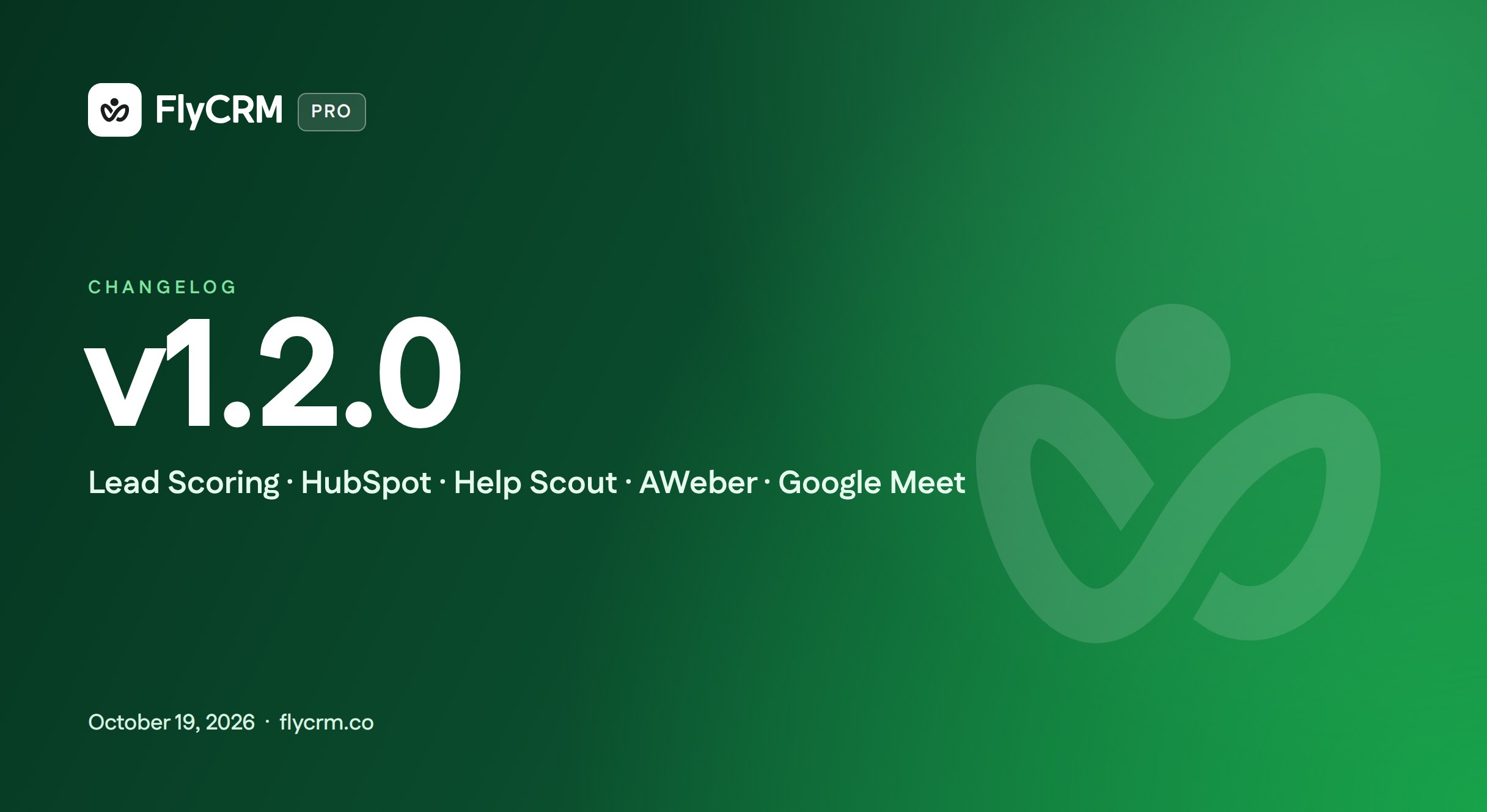 FlyCRM v1.2.0 changelog banner